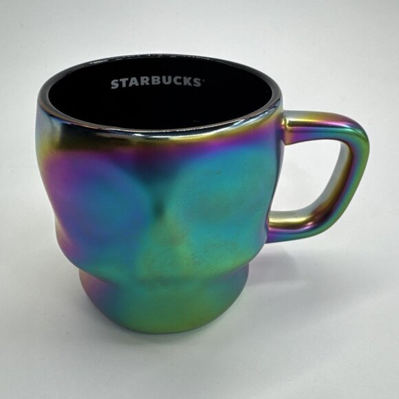 Starbucks Other - Starbucks Skull Mug Rainbow Oil Slick Iridescent Gothic Coffee 14 oz NOT USED